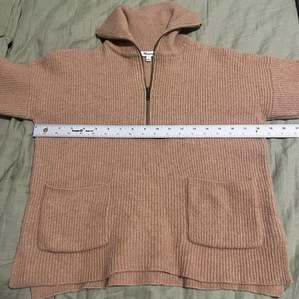 Madewell Merino Wool Blend Half Zip Sweater with Pockets Brown‎ Size Small